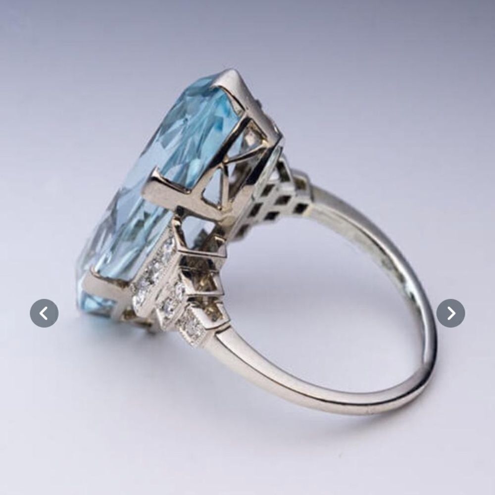 Simulated Blue Topaz & Sterling Silver Ring - Picture 7 of 11